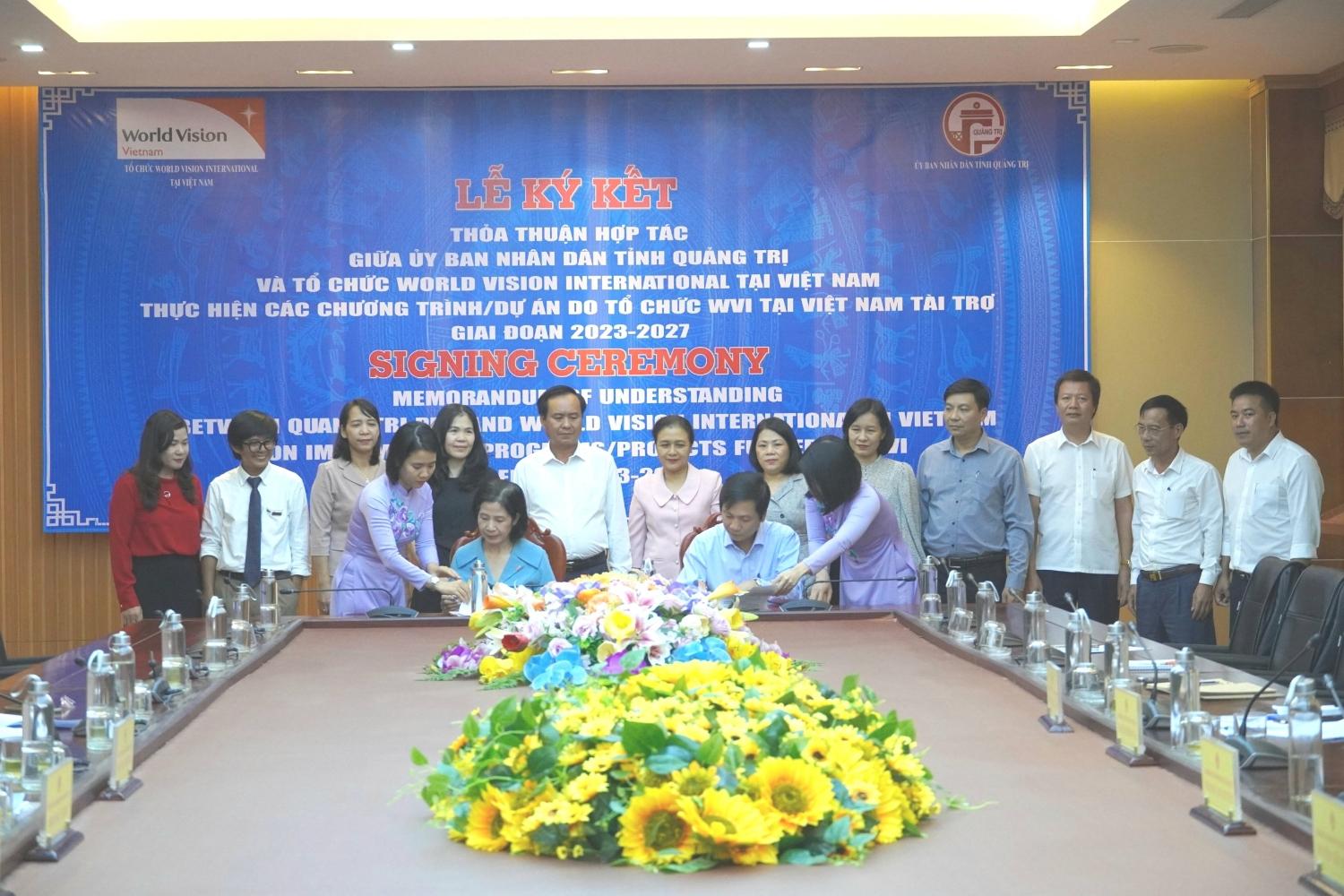 Ký kết thỏa thuận hợp tác giữa UBND tỉnh Quảng Trị và tổ chức World Vision International tại Việt...