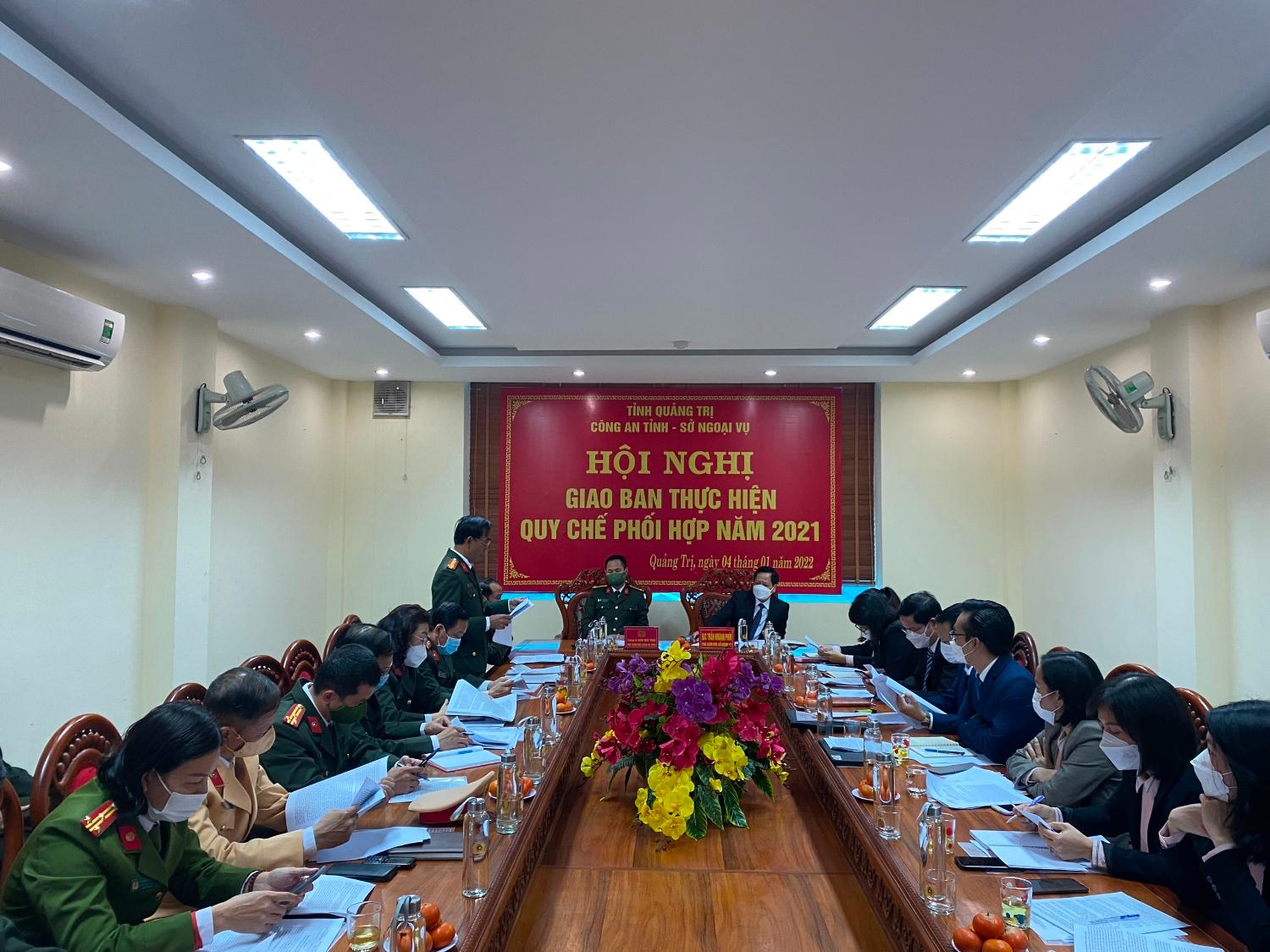 Hội nghị Giao ban thực hiện Quy chế phối hợp năm 2021 giữa Sở Ngoại vụ và Công an tỉnh