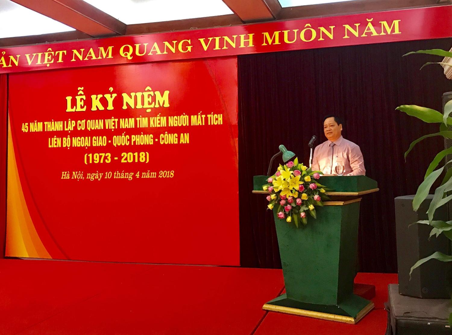 Lãnh đạo Sở Ngoại vụ tham dự Lễ Kỷ niệm 45 năm ngày thành lập cơ quan Việt Nam tìm kiếm người mất...